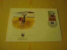 Gaselli, WWF, Zambia, 1987, ensipäiväkuori, FDC. Hieno esim. lahjaksi. Katso myös muut kohteeni mm. noin 1 500 erilaista ulkomaista ensipäiväkuorta