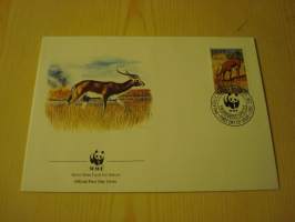 Gaselli, WWF, Zambia, 1987, ensipäiväkuori, FDC. Hieno esim. lahjaksi. Katso myös muut kohteeni mm. noin 1 500 erilaista ulkomaista ensipäiväkuorta