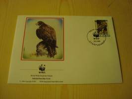 Lintu, WWF, Islanti, 1992, ensipäiväkuori, FDC. Hieno esim. lahjaksi. Katso myös muut kohteeni mm. noin 1 500 erilaista ulkomaista ensipäiväkuorta 1920-luvulta