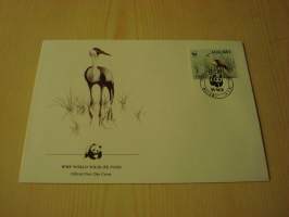 Lintu, WWF, Malawi, 1987, ensipäiväkuori, FDC. Hieno esim. lahjaksi. Katso myös muut kohteeni mm. noin 1 500 erilaista ulkomaista ensipäiväkuorta 1920-luvulta