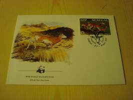 Gaselli, WWF, Senegal, 1986, ensipäiväkuori, FDC. Hieno esim. lahjaksi. Katso myös muut kohteeni mm. noin 1 500 erilaista ulkomaista ensipäiväkuorta