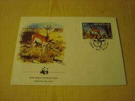 Gaselli, WWF, Senegal, 1986, ensipäiväkuori, FDC. Hieno esim. lahjaksi. Katso myös muut kohteeni mm. noin 1 500 erilaista ulkomaista ensipäiväkuorta