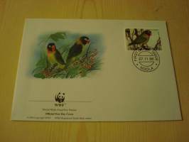 Lintu, WWF, Zambia, 1996, ensipäiväkuori, FDC. Hieno esim. lahjaksi. Katso myös muut kohteeni mm. noin 1 500 erilaista ulkomaista ensipäiväkuorta 1920-luvulta