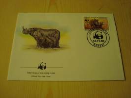 Sarvikuono, WWF, Keski-Afrikan Tasavalta, 1983, ensipäiväkuori, FDC. Hieno esim. lahjaksi. Katso myös muut kohteeni mm. noin 1 500 erilaista ulkomaista