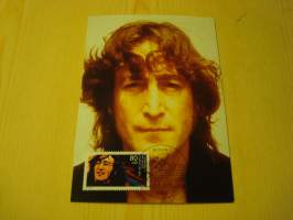 John Lennon, The Beatles, Saksa, 1988, maksikortti, FDC. Hieno esim. lahjaksi. Katso myös muut kohteeni mm. noin 1 500 erilaista ulkomaista ensipäiväkuorta