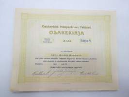 Haapajärven Tehtaat Oy, Haapajärvi, Sarja A - 100 markkaa, osakekirja nr 94, allekirjoitettu, mutta päiväämättä ja nimeämättä jätetty -share certificate