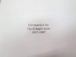 Långö Skola 50 år 1937-1987 jämte Elevmatrikel för Öja (Långö) skola 1937-1997 -kolun historiikki + oppilasluettelo / school history with listing of pupils
