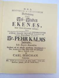 Sjö-Staden Ekenäs (Tammisaari) -näköispainos v. 1760 väitöskirjasta -facsimile of dissertation