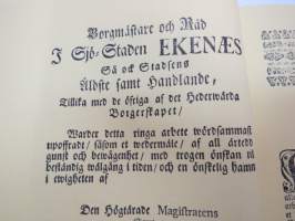 Sjö-Staden Ekenäs (Tammisaari) -näköispainos v. 1760 väitöskirjasta -facsimile of dissertation