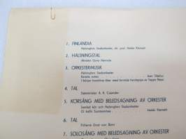 Ohjelma valtioneuvoston järjestämässä itsenäisyysjuhlassa Messuhallissa 6. XII. 1937 klo 15.00 - Program för självständighetsfesten i Mässhallen, anordnad