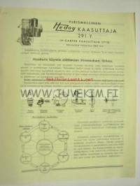 Yleismallinen Hedoy kaasuttaja 291-Y (=Carter kaasuttaja 291S) -käyttöohje, osaluettelo