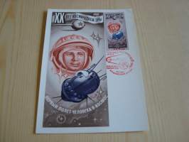 Avaruus, Juri Gagarin, kosmonautti, Neuvostoliitto, CCCP, 1977, maksikortti, FDC. Hieno esim. lahjaksi. Katso myös muut kohteeni mm. noin 1 500 erilaista