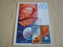 Avaruus, Juri Gagarin, kosmonautti, Neuvostoliitto, CCCP, 1981, maksikortti, FDC. Hieno esim. lahjaksi. Katso myös muut kohteeni mm. noin 1 500 erilaista