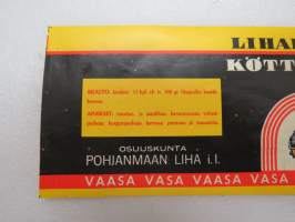 Osuuskunta Pohjanmaan Liha / Andelslaget Österbottens Kött - Lihapullia - Köttbullar -etiketti / label