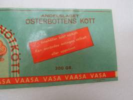 Osuuskunta Pohjanmaan Liha / Andelslaget Österbottens Kött - Naudanlihaa / Nötkött -etiketti / label