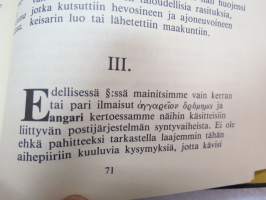 De Tabellario - Akateeminen tutkielma postinkantajasta v. 1689 - vuonna 1988 postilaitoksen 350-vuotisjuhlien kunniaksi julkaistu Turun Akatemian väitöskirja