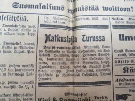 Uusi Aura 1907 nr 56 A, Turku 7.3.1907, sisältää mm. vaalimainontaa ja -propagandaa, Rautatietarpeista Turun läänin eteläosassa, Oikeudenkäynnin uudistus,