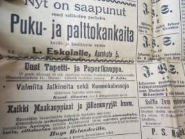 Uusi Aura 1907 nr 56 A, Turku 7.3.1907, sisältää mm. vaalimainontaa ja -propagandaa, Rautatietarpeista Turun läänin eteläosassa, Oikeudenkäynnin uudistus,