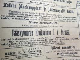 Uusi Aura 1907 nr 56 A, Turku 7.3.1907, sisältää mm. vaalimainontaa ja -propagandaa, Rautatietarpeista Turun läänin eteläosassa, Oikeudenkäynnin uudistus,