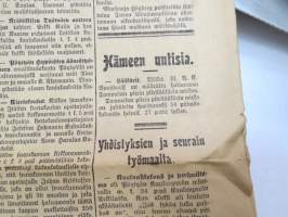 Uusi Aura 1907 nr 56 A, Turku 7.3.1907, sisältää mm. vaalimainontaa ja -propagandaa, Rautatietarpeista Turun läänin eteläosassa, Oikeudenkäynnin uudistus,