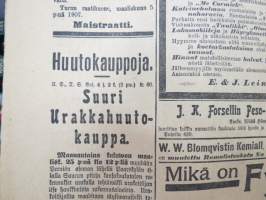 Uusi Aura 1907 nr 56 A, Turku 7.3.1907, sisältää mm. vaalimainontaa ja -propagandaa, Rautatietarpeista Turun läänin eteläosassa, Oikeudenkäynnin uudistus,