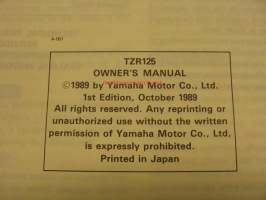 Yamaha TZR125 owner´s manual käyttöohjekirja