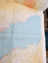 Suez - Siinai / Israel-Egypti -hepreankielinen kartta (YK-rauhanturvaoperaatioihin valmistauduttiin Suomen armeijassa mm. hankkimalla kriisialueiden karttoja
