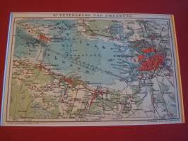 Alkuperäinen kartta: Pietari, Venäjä, vuodelta 1899, paspiksen koko noin 29 cm x 35 cm. Paspis on laadukas ja taustapahvi on happovapaa, joten kohde myös