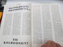 Kyntäjä 1964 nr 1, sis. mm. seur. artikkelit / kuvat / mainokset; Kansikuva Johannnes Virolainen - Mies ja asia, Maanviljelinjän osuustoiminta - Tie kolhoosiin?,