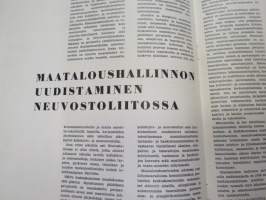 Kyntäjä 1964 nr 1, sis. mm. seur. artikkelit / kuvat / mainokset; Kansikuva Johannnes Virolainen - Mies ja asia, Maanviljelinjän osuustoiminta - Tie kolhoosiin?,