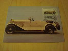 1913 Mercedes-Benz, vanha auto, 1982, Saksa, maksikortti, FDC. Hieno esim. lahjaksi. Katso myös muut kohteeni mm. noin 1 500 erilaista ulkomaista ensipäiväkuorta