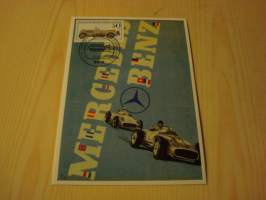 Mercedes-Benz, &quot;Silver Arrow&quot;, vanha kilpa-auto, 1982, Saksa, maksikortti, FDC. Hieno esim. lahjaksi. Katso myös muut kohteeni mm. noin 1 500 erilaista ulkomaista