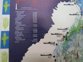 Finncell 1967 - Die Zellstoffabriken in Finnland - Jahreskapzität 4 458 000 tonnen -kartta / painate -map / print