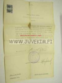 Kulkukauppiaslupa koko maa Martta Elvira Lahtinen 1939 -asiakirja