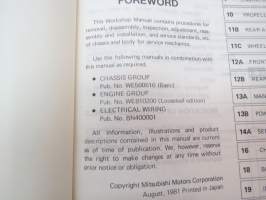 Mitsubishi Galant Station Wagon 1982 Workshop Manuual chassis supplement -korjaamokirjan lisäosa