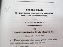Symbolae ad anatomiam comparatam nervorum animalium vertebratorum, auctore E.J. Bonsdorff. II. Nervi cerebralis Gruis cinereae (kurki), painokuvat piirtänyt Magnus
