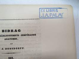 Bidrag till blodkärlsystemets jemförande anatomie, af E.J. Bonsdorff. III. Portven Systemet hos Gadus Lola  (made), painokuvan piirtänyt Magnus von Wright,