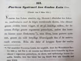 Bidrag till blodkärlsystemets jemförande anatomie, af E.J. Bonsdorff. III. Portven Systemet hos Gadus Lola  (made), painokuvan piirtänyt Magnus von Wright,