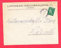Firmakuori - Limingan Osuuskauppa r.l., Liminka. 1947. Kirjatilaus.