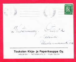 Firmakuori - Toukolan Kirja- ja Paperikauppa, Helsinki.  Intiankatu 5.  1947. Kirjatilaus.