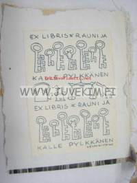 Ex Libris Rauni ja Kalle Pylkkänen -kirjanomistajamerkki