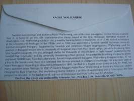 Raoul Wallenberg, 1997, USA, ensipäiväkuori, FDC. Hieno esim. lahjaksi. Katso myös muut kohteeni, minulla on myynnissä mm. noin 700 erilaista maksikorttia sekä
