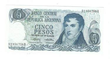Argentiina 5 Pesos 1974-76 - seteli