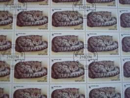 WWF, lumileopardi, täysi &amp; leimattu postimerkkiarkki, vuodelta 1994, Kirgizistan, arkissa 25 kpl postimerkkejä, hieno. Katso myös muut kohteeni, minulla on