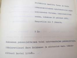 Turun ja Porin lääninhallituksen Opintokerhot 1958-1967 -kokousten pöytäkirjat sekä valokuva &amp; luettelo jäsenistä vuodelta 1960