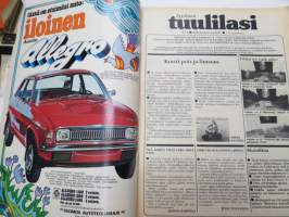 Tuulilasi 1974 nr 9, sisältää mm. seur. artikkelit / kuvat / mainokset; Kansikuva &quot;Lampputesti&quot;, Austin Allegro, Ford Escort RS 2000, Volvo-malliston