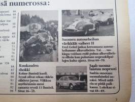 Tuulilasi 1974 nr 8, sisältää mm. seur. artikkelit / kuvat / mainokset; Kansikuva Saab 99, Trial, Ajopiirtuuri - kuljettajan omatunto, Mazda 1300 Marella testi,