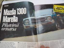 Tuulilasi 1974 nr 8, sisältää mm. seur. artikkelit / kuvat / mainokset; Kansikuva Saab 99, Trial, Ajopiirtuuri - kuljettajan omatunto, Mazda 1300 Marella testi,