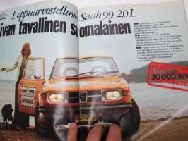 Tuulilasi 1974 nr 8, sisältää mm. seur. artikkelit / kuvat / mainokset; Kansikuva Saab 99, Trial, Ajopiirtuuri - kuljettajan omatunto, Mazda 1300 Marella testi,