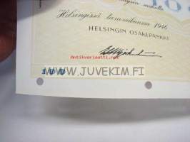 Helsingin Osakepankki, Helsinki, 100 mk -osakekirja